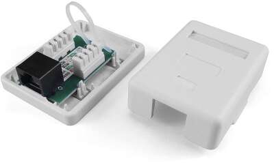 Аксессуары Розетка компьютерная Hyperline SB1-1-8P8C-C6-WH Розетка компьютерная RJ-45(8P8C), кат 6, одинарная, внешняя, Dual IDC Dual IDC