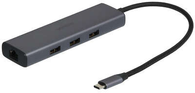 Конвертер UGREEN CM512 (15598) USB-C To 3*USB 3.0 A+HDMI+RJ45+PD Converter. Цвет: серый