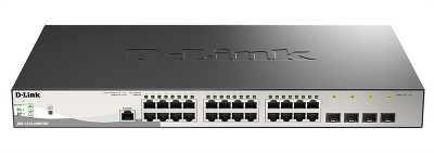 коммутатор D-Link PROJ Управляемый L2 PoE-коммутатор, 24x1000Base-T PoE, 4x1000Base-X SFP, PoE-бюджет 370 Вт, защита от статического электричества до 6 кВ, CLI, консольный порт RJ-45, поддержка Dying Gasp