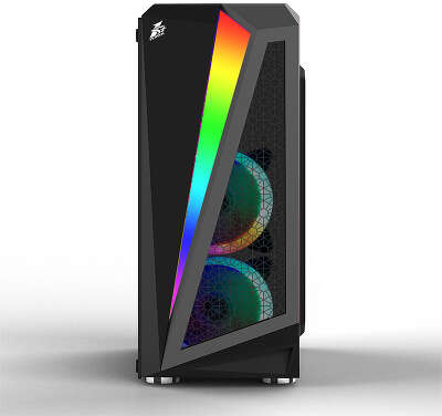 Корпус 1STPLAYER RAINBOW R5, закаленное стекло, черный, ATX, Без БП (R5-3R1)