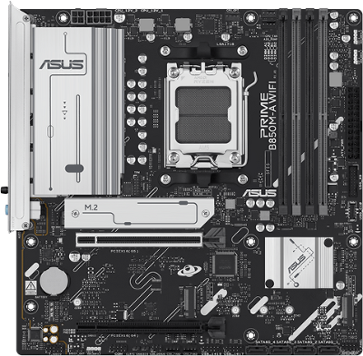 Материнская плата ASUS PRIME B850M-A WIFI, AM5, B850, 4*DDR5, 4*SATA, 3*M.2, 4*USB 3.2, 4*USB 2.0, 4*PCIx16, 2* DP+HDMI, mATX; 90MB1LN0-M0EAY0