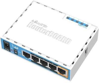 MikroTik RB951Ui-2nD Беспроводной маршрутизатор hAP, 802.11n, 2.4 ГГц, 300 Мбит/с, LAN 5x100 Мбит/с