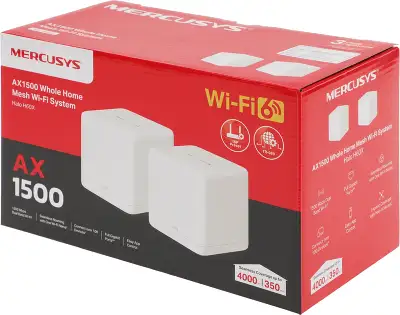 Бесшовный Mesh роутер Mercusys Halo H60X(2-pack) AX1500 10/100/1000BASE-TX белый (упак.:2шт)