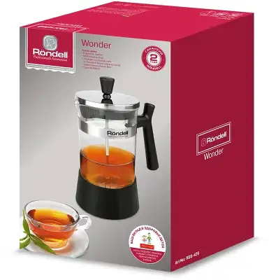 Френч-пресс Rondell Wonder RDS-426 0.6л черный/стальной