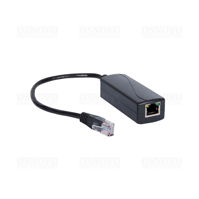 Преобразователь напряжения PoE OSNOVO CN-PoE24/G PoE-конвертер Gigabit Ethernet 48V в 24V. Порты: вх. - RJ45(10/100/1000 Base-T, IEEE 802.3af/at), вых. - кабель RJ45(10/100/1000 Base-T, 24V 1A). Входное напряжение: DC48-57V. Методы