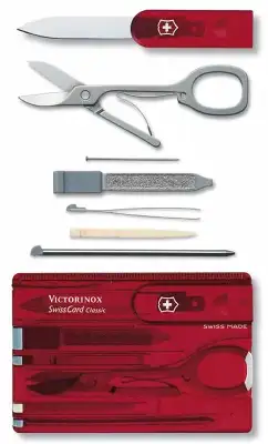 Швейцарская карта Victorinox SwissCard Classic (0.7100.T) красный полупрозрачный коробка подарочная
