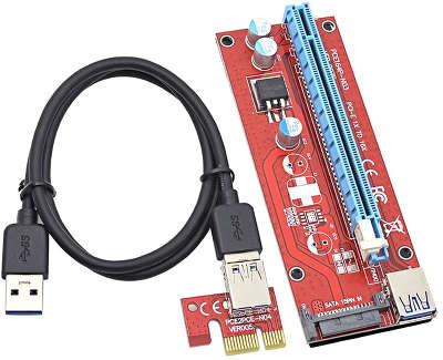 Рэйзер Riser-Card PCI Ex x1->PCI x16 ver.007S (питание по SATA)