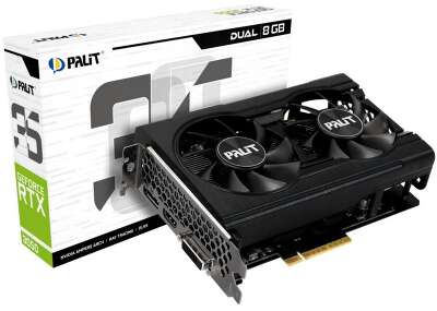Видеокарта Palit PCI-E nVidia GeForce RTX 3050 8G DUAL (8Gb/GDDR6/128 bit/DVI, HDMI, DP) RTL (NE63050018P1-1070D)