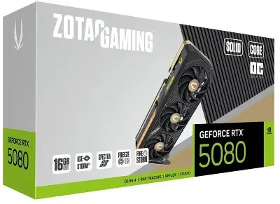 Видеокарта Zotac PCI-E 5.0 RTX 5080 SOLID CORE OC NVIDIA GeForce RTX 5080 16Gb 256bit GDDR7 2640/30000 HDMIx1 DPx3 HDCP Ret