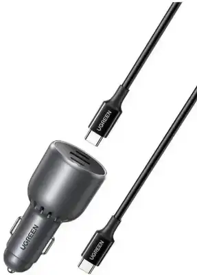 Автомобильное зарядное устройство UGREEN EC705 (55511) 130W 3-Port 2*USB-C PD+USB-A Fast Car Charger с кабелем. Цвет: черный