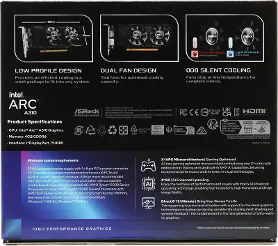 Видеокарта ASRock Intel Arc A310 4Gb DDR6 PCI-E HDMI, DP