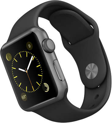 Часы Apple Watch Sport 38 мм (чёрный алюминий, чёрный спортивный ремешок) [MJ2X2RU/A]