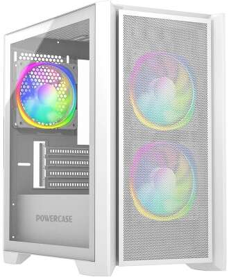Powercase Alisio Micro Z3W ARGB, Tempered Glass, 3x 120mm ARGB fan, белый, mATX  (CAMZW-A3)