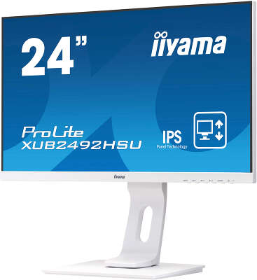 Монитор 24" Iiyama XUB2492HSU-W1 IPS FHD D-Sub, HDMI, DP USB-Hub белый