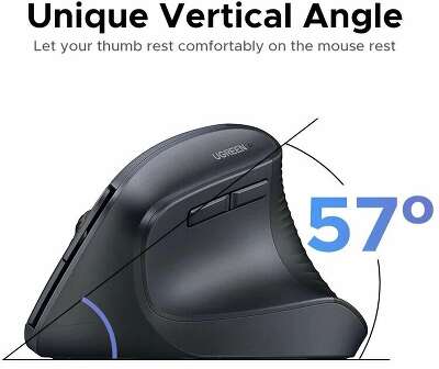 Беспроводная мышь вертикальная UGREEN M571P (65042) Wireless Vertical Mouse 2.4GHz & Bluetooth. Цвет: черный