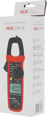 Клещи токоизмерительные RGK CM-12 цифр. измер.ток:переменный/постоянный красный/черный (776479)