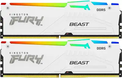 Память DDR5 2x16GB 5200MHz Kingston KF552C36BWEAK2-32 Fury Beast White Expo RGB RTL Gaming PC5-41600 CL36 DIMM 288-pin 1.25В kit single rank с радиатором Ret