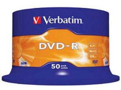 Verbatim  Диски DVD-R  4.7Gb 16-х, 50шт, Cake Box (43548)