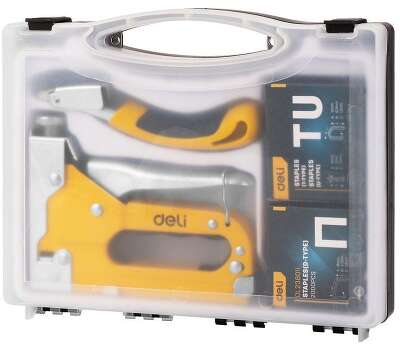 Мебельный степлер Deli DL238105 с набором скоб + антистеплер Набор: 2000шт D-тип. 2000шт Т-тип. 2000шт U-тип, 1шт скобоудалитель.