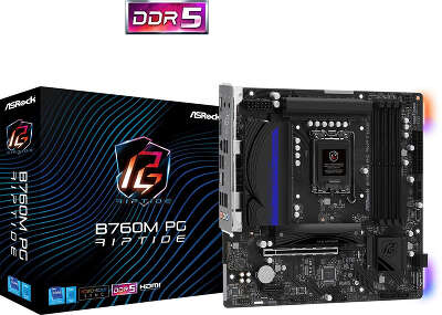Материнская плата Asrock B760M PG RIPTIDE Soc-1700 Intel B760 4xDDR5 mATX AC`97 8ch(7.1) 2.5Gg RAID+HDMI+DP