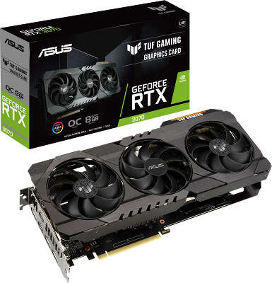 Видеокарта ASUS NVIDIA nVidia GeForce RTX 3070 TUF Gaming OC 8Gb DDR6 PCI-E 2HDMI, 3DP LHR