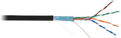 Кабель NETLAN F/UTP 4 пары, Кат.5e (Класс D), 100МГц, одножильный, BC (чистая медь), полиэтилен, внешний, до -40C, черный, 305м - гарантия: 1 год
