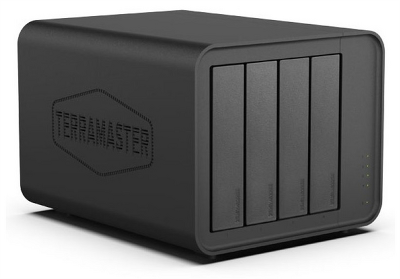 система хранения данных TerraMaster F4-212 tower NAS QC 1,7Ghz/2Gb/TRAID,JBOD,RAID0,1,10,5,6/up to 4 HS SATA(3,5' or 2,5')/2xUSB/1xGbE RJ-45/iSCSI/1xPS/1YW