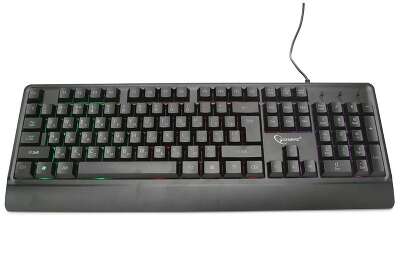 Клавиатура проводная игровая Gembird KB-220L, мембранная, 104 клавиш, подсветка Rainbow, кабель 1.5м, черная