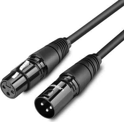 Кабель UGREEN AV130 (20711) XLR Cannon Male to Female Microphone Extension Audio Cable. Длина: 3 м. Цвет: черный