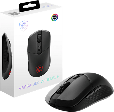 мышь беспроводная Mouse MSI VERSA 300, Wireless, 60g, DPI 8000, Symmetrical design, black