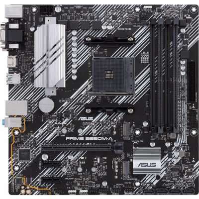 ASUS PRIME B550M-A (Socket AM4, mATX, 4xDDR4(128GB), VGA/DVI-D/HDMI 2.1, 1xPCIe 4.0x16/2xPCIe 3.0, 1xLAN, 4xSATA 6Gb/s, 2xM.2, 6xUSB 3.2, 1xPS/2)