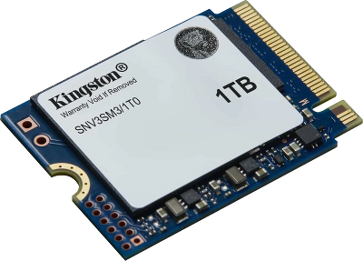 Твердотельный накопитель/ Kingston SSD NV3, 1000GB, M.2(22x30mm), NVMe, PCIe 4.0 x4, 3D TLC, R/W 6000/4000MB/s, TBW 320, DWPD 0.2 (60 мес)