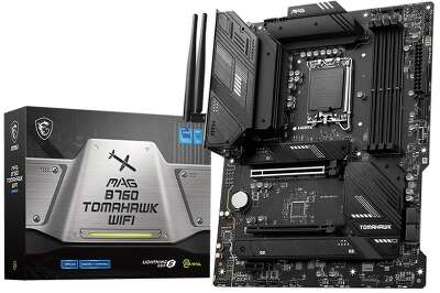 Материнская плата MSI MAG B760 TOMAHAWK WIFI B760, LGA1700, 4*DDR5, 2*PCIEx16, 1*PCIEx1, 3*M.2, 2*TypeC, 4*USB3.2Gen2, 2*USB3.2Gen1, 8*USB2.0, 4*SATA3.0, 2.5G, DP, HDMI, ATX, RTL