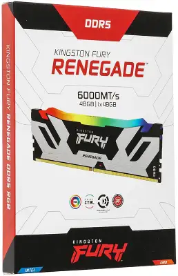 Память DDR5 48GB 6000MHz Kingston KF560C32RSA-48 Fury Renegade Silver RGB RTL Gaming PC5-48000 CL32 DIMM UDIMM 288-pin 1.35В single rank с радиатором Ret