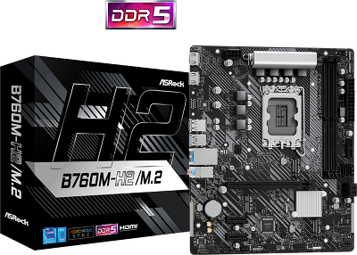 Материнская плата ASROCK B760M-H2/M.2 LGA1700, B760, 2*DDR5, 4*SATA, 2*M.2, 4*USB 3.2, 2*USB 2.0, 1*PCIx16, 2*PCIx1, 1*M.2 (Key E), 2*HDMI, mATX