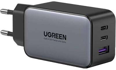 Зарядное устройство UGREEN CD244 (10335) Nexode 65W USB-A+2*USB-C GaN Tech Fast Charger EU. Цвет: серый