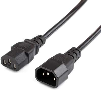 Кабель питания GoPower C14 (m)-C13 (f) 1.8м ПВХ 0.75 мм удлинитель черный (1/10/100)