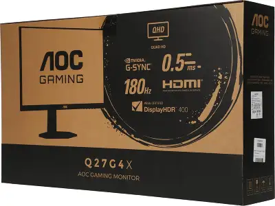 Монитор AOC 27" Q27G4X черный IPS LED 0.5ms 16:9 HDMI матовая HAS Piv 450cd 178гр/178гр 2560x1440 180Hz G-Sync FreeSync Premium DP 2K 5.29кг