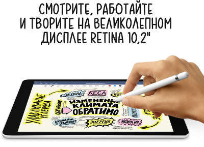 Планшет Apple iPad 2021 A2603 A13 Bionic 6С RAM3Gb ROM64Gb 10.2" IPS 2160x1620 4G 1Sim iOS серый космос 8Mpix 12Mpix BT WiFi 9hr