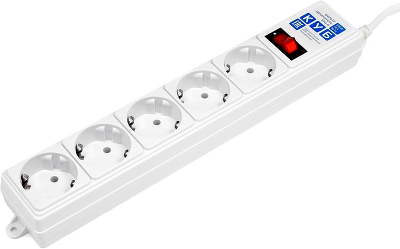 Фильтр-удлинитель Power Cube B 1.9 м 5 розеток (белый) 10А/2,2кВт/ Surge protector Power Cube B 1.9 m 5 outlets (white) 10A / 2.2kW