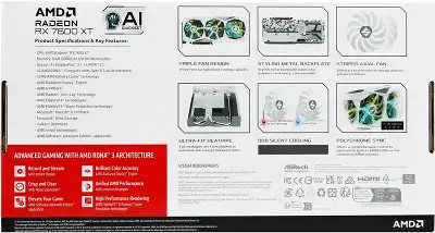 Видеокарта Asrock PCI-E 4.0 RX7600XT SL 16GO AMD Radeon RX 7600XT 16Gb 128bit GDDR6 2539/18000 HDMIx1 DPx3 HDCP Ret