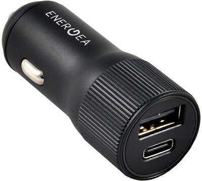 Автомобильное ЗУ EnergEA AluDrive PD20+, USB-C PD 20W/USB QC3.0 18W, Black [CAR-AD-D20]