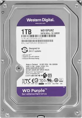 Жесткий диск WD SATA-III 1Tb WD10PURZ Surveillance Purple (5400rpm) 64Mb 3.5