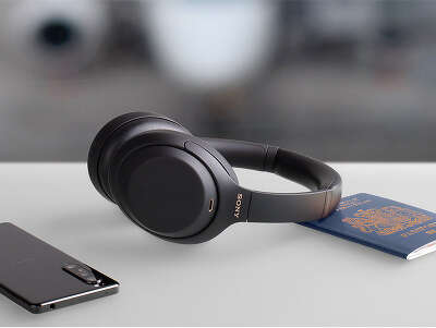 Беспроводные наушники Sony WH-1000XM4 с шумоподавлением, чёрные