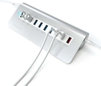 USB-хаб Satechi Premium Aluminum 10 Port USB Hub, Silver [ST-U310PA]