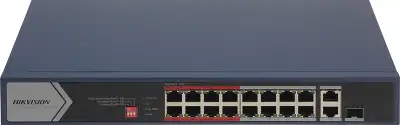 Коммутатор Hikvision DS-3E0318P-E/M 17x100Mb 1SFP 16PoE+ 135W неуправляемый
