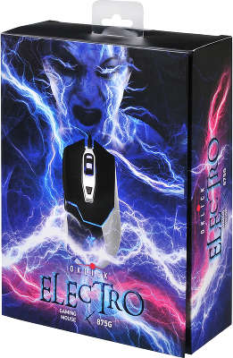 Мышь игровая USB Oklick 875G Electro 2400 dpi, чёрная/серебристая
