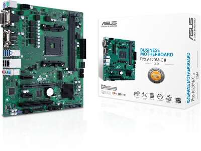 Материнская плата Asus PRO A520M-C II/CSM Soc-AM4 AMD A520 2xDDR4 mATX AC`97 8ch(7.1) GbLAN RAID+VGA+DVI+HDMI+DP