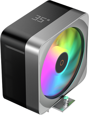Кулер для процессора Ocypus Delta A40 EX BK Digital, 120mm ARGB FAN, Top Display Panel, 4 HEAT PIPES, 4-PIN PWM, 500-1800 RPM, 29DBA, HYDRO BEARING, LGA115X/1200/1700/18XX, AM4/AM5