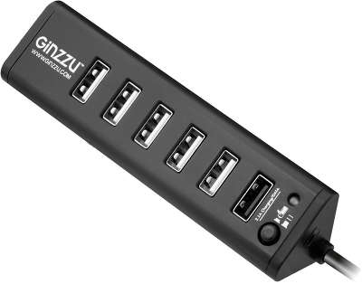 Концентратор USB 2.0/3.0 HUB Ginzzu GR-315UB, USB3.0 + 6xUSB2.0 (1x2.1A)